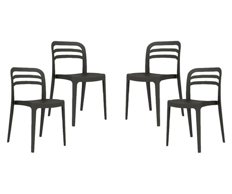 Set 4 scaune balcon RAKI ASPEN culoare neagra, 43,9x51xh81,7cm, polipropilena/fibra sticla