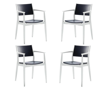 Set 4 scaune dining/cafenea RAKI SEGINIUS alb/antracit 58x54xh82cm din polipropilena cu fibra de sticla