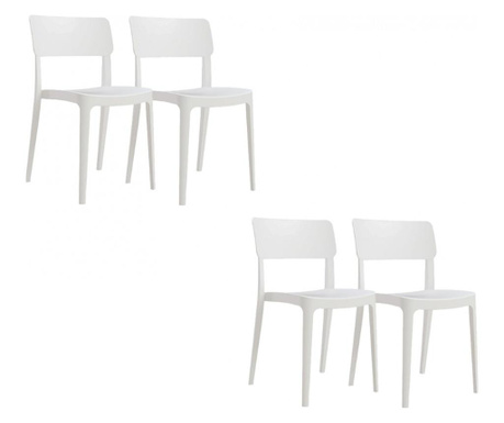 Set 4 scaune bucatarie RAKI PANO culoare alb, 47,1x51,1xh81,9cm, polipropilena/fibra sticla