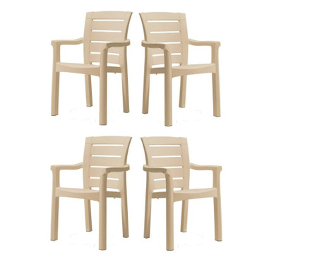 Set 4 scaune terasa RAKI MILANO WOOD D60xH90xW57xSH45cm culoare cappuccino, polipropilena/fibra sticla