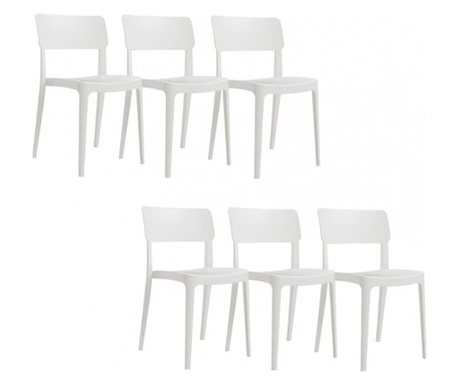 Set 6 scaune terasa RAKI PANO culoare alb, 47,1x51,1xh81,9cm, polipropilena/fibra sticla