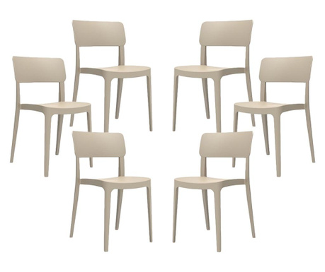 Set 6 scaune terasa RAKI PANO culoare bej, 47,1x51,1xh81,9cm, polipropilena/fibra sticla