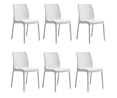 Set 6 scaune bucatarie RAKI SUNNY culoare alba 44x57xh82cm