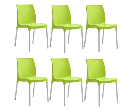 Set 6 scaune curte RAKI SUNNY culoare verde 44x57xh82cm