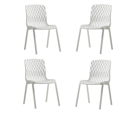Set 4 scaune bucatarie RAKI ROYAL culoare alb, 50x52xh83cm, polipropilena/fibra sticla