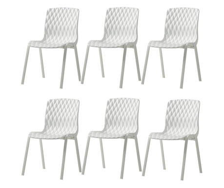 Set 6 scaune terasa RAKI ROYAL culoare alb, 50x52xh83cm, polipropilena/fibra sticla