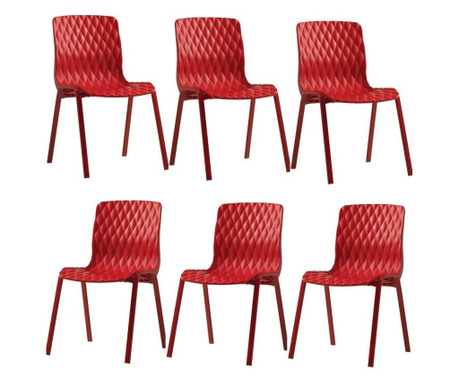 Set 6 scaune RAKI ROYAL culoare rosie, 50x52xh83cm, polipropilena/fibra sticla