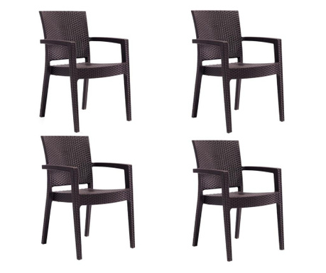 Set 4 scaune RAKI PARIS RATTAN culoare cafea 62x58xh88cm polipropilena/fibra sticla