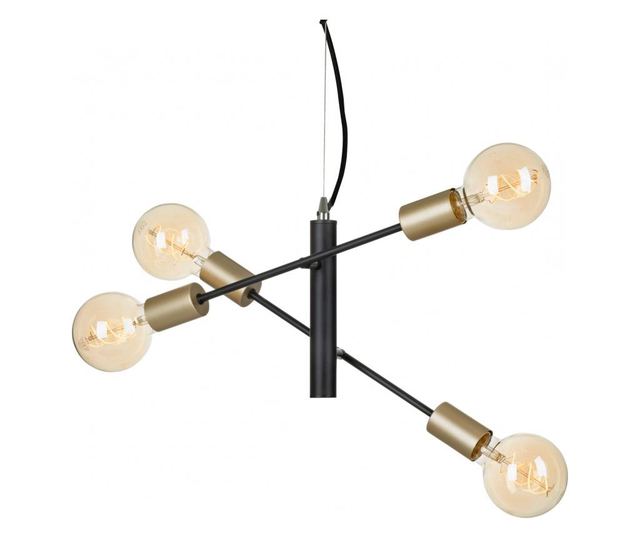 Lustra Briloner Leuchen Black Steel, 4 socluri E27, Brate Ajustabile, Max 60W, 41x120 cm