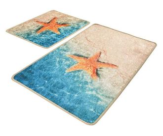 Set covoare baie Chilai Home 359CHL2384, 2 bucati, tesatura catifea 100% antibacteriana, Multicolor
