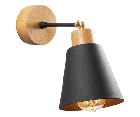 Лампа за стена Elefant 525NOR3128, 14см, Метал, Дърво, Модерен дизайн, Черен