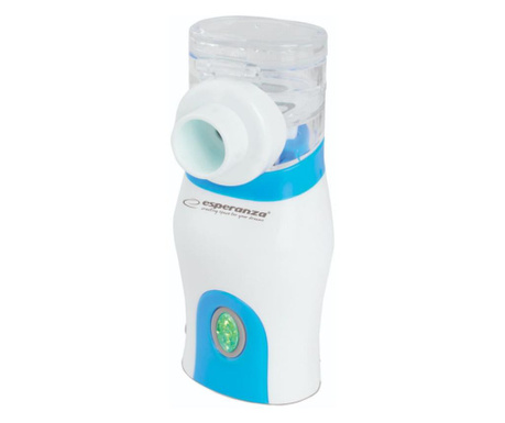 Преносим инхалатор Esperanza ECN005 MIST, 6 ml, ултразвуков, автоматично изключване, 2 x маски, бяло/синьо