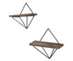Set rafturi de perete Evila Originals 792EVL2868, 2 bucati, lemn de molid / metal, 30x14 cm, maro / negru
