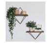 Set rafturi de perete Evila Originals 792EVL2868, 2 bucati, lemn de molid / metal, 30x14 cm, maro / negru