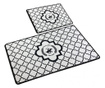 Комплект килими за баня Beverly Hills Polo Club 587BHP2106, 2 части, 100% кадифена тъкан, Антибактериален, Черен/бял