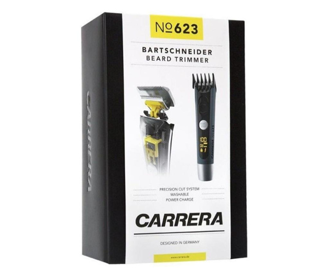 Aparat de tuns barba Carrera No.623 Professional, Acoperire din titan, Baterie Li-on 700 mAh, Cu sau fara cablu, Grafit
