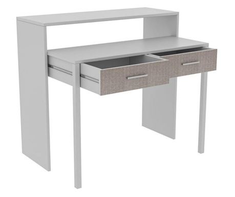Бюро - шкаф Kalune Design 854KLN1505, 99х66 см, 2 чекмеджета, Меламиново покритие, Бял
