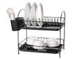 Uscător de vase Rosberg R53000E, 34 cm, Cu 2 tăvi, Suport pentru ustensile, Negru