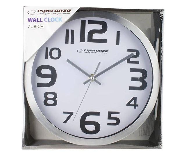 Ceas de perete Esperanza ZURICH EHC013W, 25 cm, Cuart, Alb