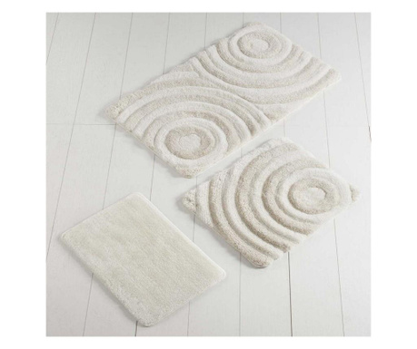 Комплект килими за баня chilai home 351als2017, 3 части, 100% антибактериална акрилна тъкан, Екрю