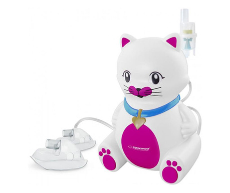 Инхалатор Esperanza Kitty ECN003, С компресор, Форма на коте, Бял/Розов