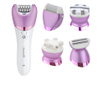 Epilator Hausberg HB-85MV, 5 capete, wireless, 1400 mAh, alb/violet