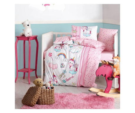 Детски спален комплект Cotton Box 129CTN3020, 4 части, Cotton rchaf 120x150, PinkRanforce, Плик 100x150, Cha