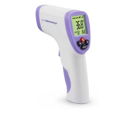 Безконтактен медицински термометър Esperanza ECT002, Измерване 32-43 C, Време за измерване 0,5 сек., LCD дисплей, Памет 34 измер