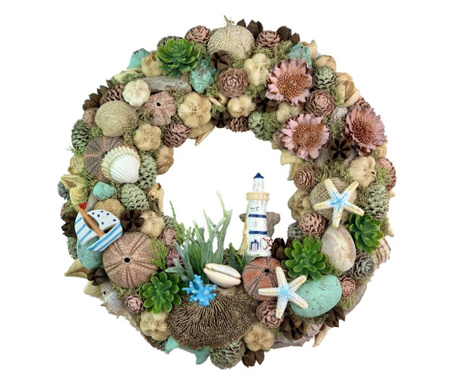 Coronita decorativa cu tematica marina, handmade, multicolor, 30 cm