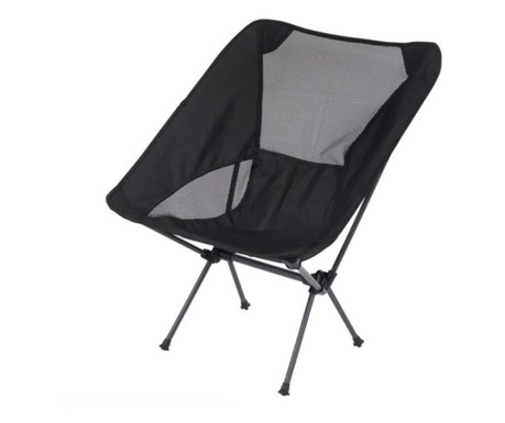 Scaun camping pentru gradina, terasa si balcon, 70x60x57 cm, pliabil, negru, husa depozitare inclusa, Topi Toy