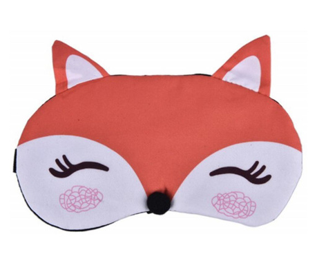 Masca pentru dormit sau calatorie, cu gel detasabil, Pufo Foxxy, 20 cm, portocaliu