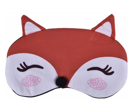 Masca pentru dormit sau calatorie, cu gel detasabil, Pufo Foxxy, 20 cm, rosu