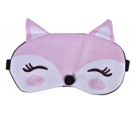 Masca pentru dormit sau calatorie, cu gel detasabil, Pufo Foxxy, 20 cm, roz