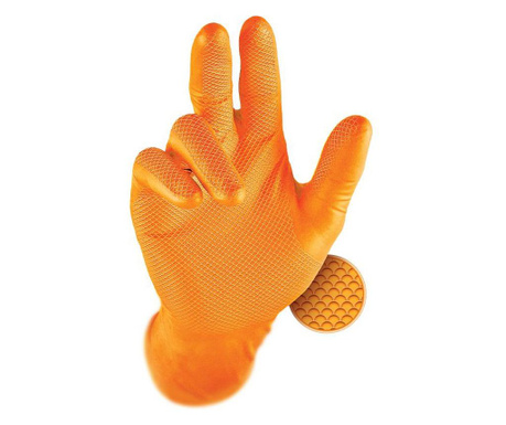 Set manusi nitril portocalii grippaz 246, 50 buc/cutie, 0.15 mm