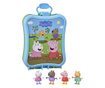 Set figurine Peppa, Suzy, Danny si Candy Peppa Pig in cutie de transport