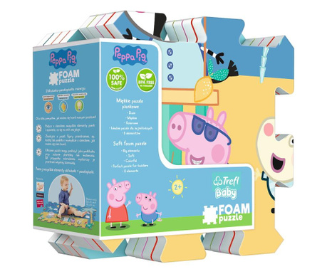 Puzzle spuma Trefl Baby - Peppa Pig Summer, 8 piese
