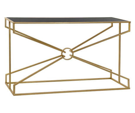 Modern arany konzolasztal fekete üveg asztallappal 130 cm