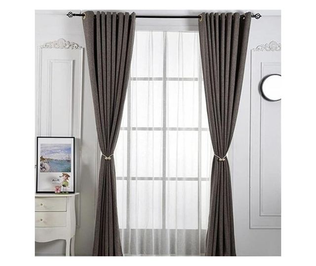 Cordon de strangere Pufo pentru draperie sau perdea cu magnet, maro