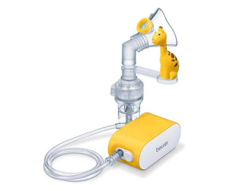 Инхалатор за деца Beurer IH 58, Технология сгъстен въздух, 0.25 ml / min, Бяло / Жълто