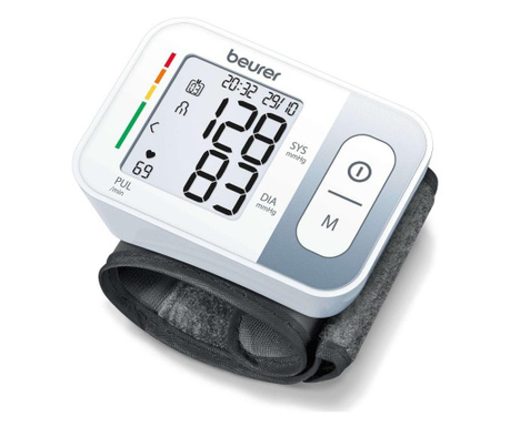 Monitor de tensiune arteriala Beurer BC 28, Pentru incheietura mainii, Memorie, Detecteaza aritmia, Alb/gri