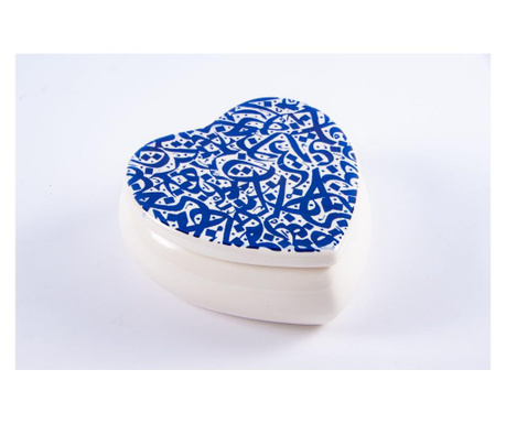 Bomboniera/cutie decorativa bleu din ceramica, realizata manual  42x28 cm