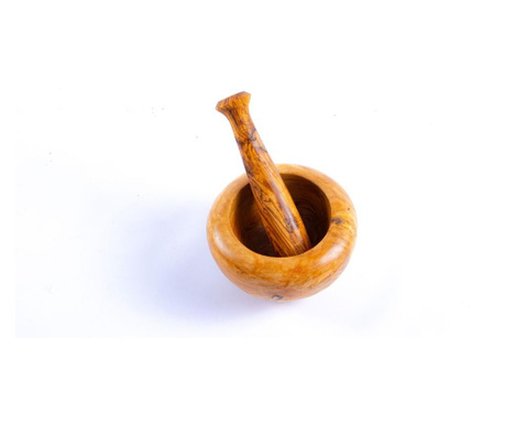 Mojar cu pistil din lemn de maslin rotund 10 cm