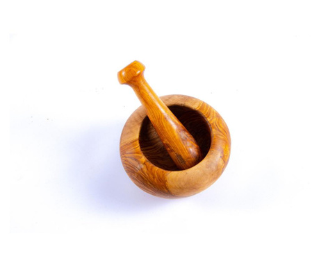 Mojar cu pistil din lemn de maslin rotund 12 cm