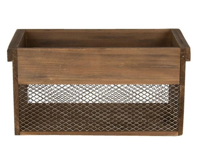 2 db barna fém fa tárolódoboz készlet 32x19x16 cm