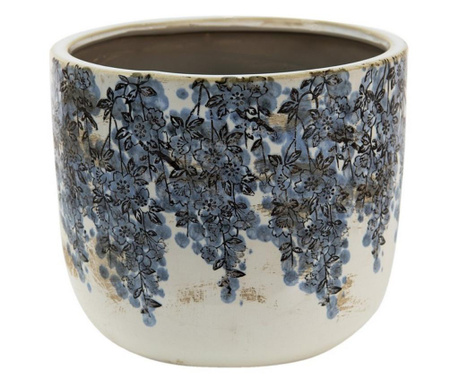 Ghiveci de flori din ceramica bej albastru 20x17 cm