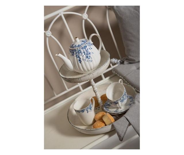 Set 4 porcelanastih skodelic in krožničkov 12x9x5, Ø15x2 cm