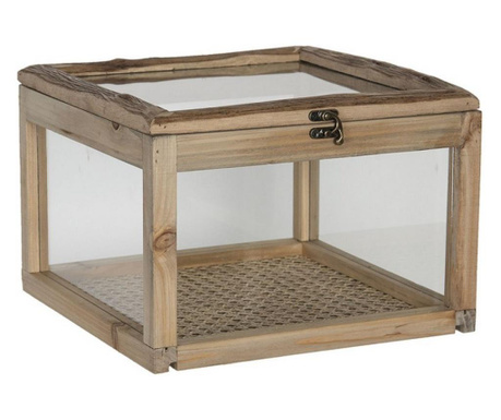 Dřevěný skleněný úložný box 30x30x21 cm