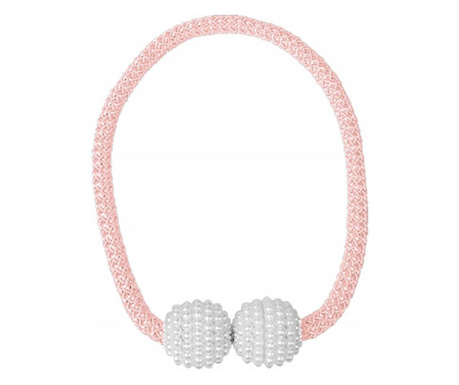 Cordon de strangere Pufo Beads pentru draperie sau perdea cu magnet, roz
