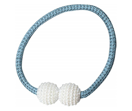 Cordon de strangere Pufo Beads pentru draperie sau perdea cu magnet, albastru