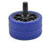 Scrumiera metalica Pufo Angry Wheel, antivant cu buton, 10 cm, albastru